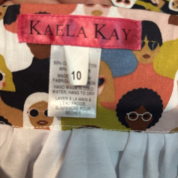 Kaela Kay The Camera Skirt Women's Maxi  Size 10  Print Faces Full Skirt Pockets - Picture 5 of 6